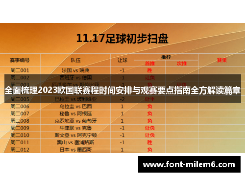 全面梳理2023欧国联赛程时间安排与观赛要点指南全方解读篇章